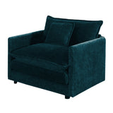 Comfy Accent Chair with Soft Cushion, Upholstered Reading Armchair Single Sofa Chair Club Chair, Blue