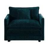 Comfy Accent Chair with Soft Cushion, Upholstered Reading Armchair Single Sofa Chair Club Chair, Blue