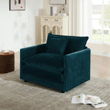 Comfy Accent Chair with Soft Cushion, Upholstered Reading Armchair Single Sofa Chair Club Chair, Blue