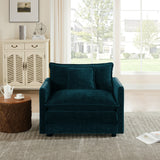 Comfy Accent Chair with Soft Cushion, Upholstered Reading Armchair Single Sofa Chair Club Chair, Blue