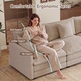 Upholstered Loveseat Sofa 3-Seat Sofa with Pillows&Soft Cushion, Comfy Cloud Sofa Couch, Light Coffee