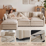 Upholstered Loveseat Sofa 3-Seat Sofa with Pillows&Soft Cushion, Comfy Cloud Sofa Couch, Light Coffee