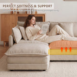 Upholstered Loveseat Sofa 3-Seat Sofa with Pillows&Soft Cushion, Comfy Cloud Sofa Couch, Light Coffee