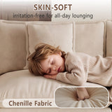 Upholstered Loveseat Sofa 3-Seat Sofa with Pillows&Soft Cushion, Comfy Cloud Sofa Couch, Light Coffee