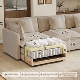 Upholstered Loveseat Sofa 3-Seat Sofa with Pillows&Soft Cushion, Comfy Cloud Sofa Couch, Light Coffee