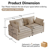 Upholstered Loveseat Sofa 3-Seat Sofa with Pillows&Soft Cushion, Comfy Cloud Sofa Couch, Light Coffee