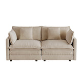 Upholstered Loveseat Sofa 3-Seat Sofa with Pillows&Soft Cushion, Comfy Cloud Sofa Couch, Light Coffee