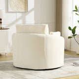 360° Swivel Barrel Chair with 3 Plump Pillows, Upholstered Round Accent Chair Ergonomic Armchair Comfy Reading Chair, Beige