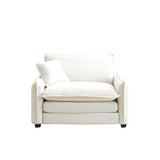 Comfy Accent Chair with Pillow & Soft Double-layer Cushion, Upholstered Cloud Sofa Chair Reading Armchair Club Chair, Beige