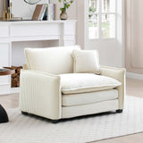 Comfy Accent Chair with Pillow & Soft Double-layer Cushion, Upholstered Cloud Sofa Chair Reading Armchair Club Chair, Beige
