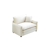 Comfy Accent Chair with Pillow & Soft Double-layer Cushion, Upholstered Cloud Sofa Chair Reading Armchair Club Chair, Beige