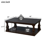 Farmhouse 46" Rectangular Coffee Table, Wood Center Table with Open Storage Shelf for Living Room, Bedroom