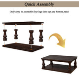 Farmhouse 46" Rectangular Coffee Table, Wood Center Table with Open Storage Shelf for Living Room, Bedroom