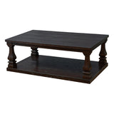 Farmhouse 46" Rectangular Coffee Table, Wood Center Table with Open Storage Shelf for Living Room, Bedroom