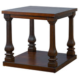 Farmhouse 24.8" Square Wood End Table with Storage Shelf, 2-Tier Side Table Nightstand with Carved Leg for Living Room, Bedroom