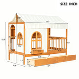 Twin Size House Bed Tent Bed Kids Bed Frame with 2 Drawers, Side LED Bookshelf & Built-In Charging Station