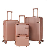 4pcs Carry-On&Checked Luggage & 14'' Cosmetic Case, Hardshell ABS Suitcase Set with Lock & 360° Spinner Wheels, 14"+19"+23"+27", Rose Gold