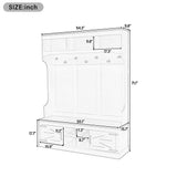 All-in-1 Hall Tree Mudroom Coat Rack Organizer Entryway Bench Shoe Storage Cabinet with 7 Hooks & Shoe Cubbies, Black