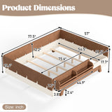 Full Montessori Floor Bed with Guardrails & Bookshelves, Solid Wood Kids Bed Frame with Low Profile Design