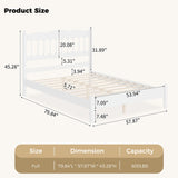 Full Platform Bed Frame with Spindle Headboard, Countryside Style Wooden Bed with Slat Support