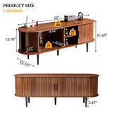 55" Mid-Century Modern TV Stand, TV Media Console Table with Sliding Door & Shelves for Living Room, Bedroom, Apartment,