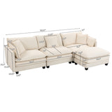 Upholstered 3-Seat Sofa with Pillows&Soft Cushion, Comfy Cloud Sofa Sleeper Sofa Couch, Antique White