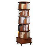 6 Tier Rotating Bookshelf with Drawer, Corner Floor Standing Book Rack for Living Room, Bedroom, Studying Room