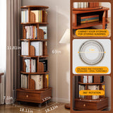 6 Tier Rotating Bookshelf with Drawer, Corner Floor Standing Book Rack for Living Room, Bedroom, Studying Room
