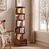 6 Tier Rotating Bookshelf with Drawer, Corner Floor Standing Book Rack for Living Room, Bedroom, Studying Room