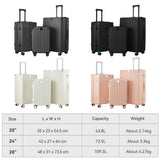 3pcs 20"+24"+28" Luggage Set with Foldable Cup Holder & Spinner Wheels, Hard Shell Carry-On&Checked Suitcases, Pink