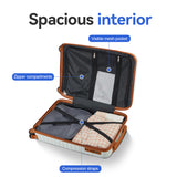5pcs 20"+24"+28" Luggage Set with Handbag, Toiletry Bag, TSA Lock & Spinner Wheels, Hard Shell Carry-On&Checked Suitcase, Brown+White