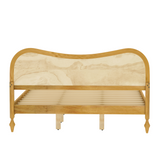 King Boho Platform Bed Frame with Curved Rattan Cane Headboard, Mid-Century Modern Bed, Natural