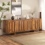 Farmhouse TV Stand for TVs up to 75", TV Media Console Cabinet with Adjustable Shelves & Cable Holes for Living Room, Bedroom