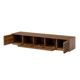 70"W TV Stand for TVs up to 80", Modern TV Console Media Storage Cabinet Entertainment Center with Soft-Close Hinges&Flip-down Door, Walnut