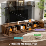 70"W TV Stand for TVs up to 80", Modern TV Console Media Storage Cabinet Entertainment Center with Soft-Close Hinges&Flip-down Door, Walnut