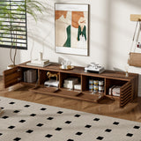 70"W TV Stand for TVs up to 80", Modern TV Console Media Storage Cabinet Entertainment Center with Soft-Close Hinges&Flip-down Door, Walnut