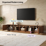 86"W TV Stand for TVs up to 90", Modern TV Console Media Entertainment Center with Soft-Close Hinges,Flip-down Door&Cable Management,Walnut
