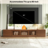 86"W TV Stand for TVs up to 90", Modern TV Console Media Entertainment Center with Soft-Close Hinges,Flip-down Door&Cable Management,Walnut