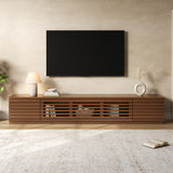 86"W TV Stand for TVs up to 90", Modern TV Console Media Entertainment Center with Soft-Close Hinges,Flip-down Door&Cable Management,Walnut