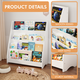 4-Tier Kids Bookshelf Toddler Book Display Shelf Front-Facing Bookcase for Kids Room, Playroom, Nursery, White
