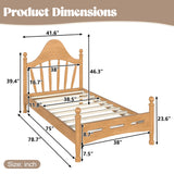 Twin Platform Bed Frame with Curved Headboard, Solid Wood Low Profile Bed Frame, No Box Spring Needed