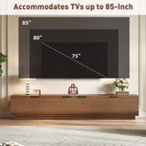 78" TV Stand for TVs up to 85" with Soft-Closing Hinges & Cable Holes, Fluted TV Console Modern Media Entertainment Center, Walnut