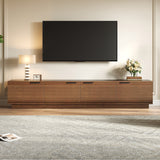 78" TV Stand for TVs up to 85" with Soft-Closing Hinges & Cable Holes, Fluted TV Console Modern Media Entertainment Center, Walnut