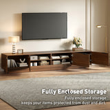 78" TV Stand for TVs up to 85" with Soft-Closing Hinges & Cable Holes, Fluted TV Console Modern Media Entertainment Center, Walnut