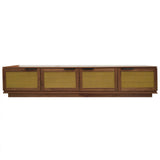 78" TV Stand for TVs up to 85" with Soft-Closing Hinges & Cable Holes, Rattan TV Console Media Cabinet Boho Entertainment Center, Walnut