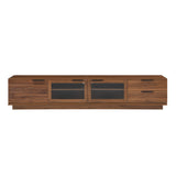 78" TV Stand for TVs up to 85" with Glass Doors,Soft-Close Hinges&2 Drawers, Modern TV Console Media Cabinet Entertainment Center, Walnut