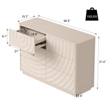6 Drawer Dresser for Bedroom, Ripple Design Chest of Drawers with Handle Free, Wood Storage Organizer for Nursery, Living Room