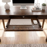 60" Writing Desk with Drawer & Pre-assembled Tablgtop, Vintage Home Office Desk Computer Desk with Turned Legs, Chestnut