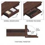 60" Writing Desk with Drawer & Pre-assembled Tablgtop, Vintage Home Office Desk Computer Desk with Turned Legs, Chestnut