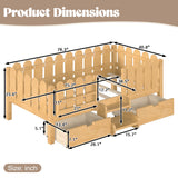 Twin Toddler Bed with Led Light, Bookshelf, Drawers, Stairs & Safety Guardrail, Childlike Kid Platform Bed Frame, Low Profile, Natural